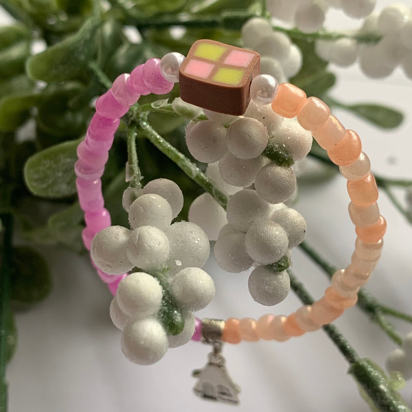 Two Tone Seed Beads (Peach/Pink) Bracelet