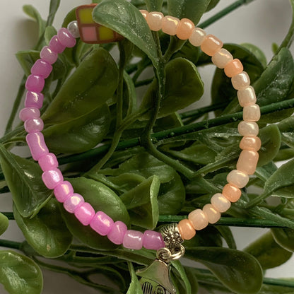 Two Tone Seed Beads (Peach/Pink) Bracelet