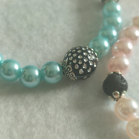 Pink and Blue Pearls Bracelets (set)